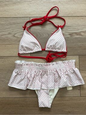 NEW Seamolly Red and White Polka Dot Skirted Bikini XS/S